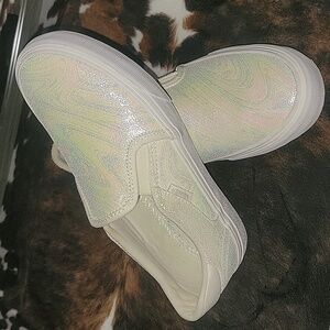 Vans Classic Slip On Holographic Iridescent White Sneakers
